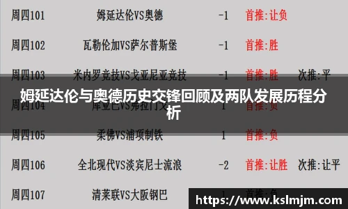 姆延达伦与奥德历史交锋回顾及两队发展历程分析